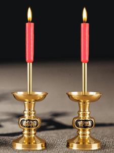 插蜡烛台 烛台纯铜蜡台 家用供佛神台铜香炉香焟烛一体灯中式台座