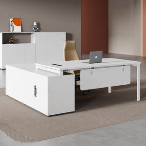 老板桌白色简约现代办公家具套装钢架主管桌椅组合公司经理办公室
