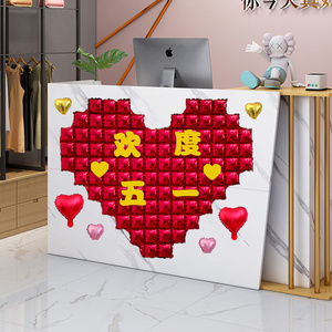 五一劳动节爱心气球氛围布置装饰商场收银台51专柜店面橱窗背景墙