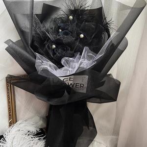 迎春*韩式黑玫瑰永生花干花花束超大手捧大束保黑色高级保上海