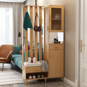 000人付款淘宝实木鞋柜胡桃木玄关柜家用进门大容量换鞋凳新中式储物