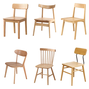 实木坐板靠背椅北欧日式餐厅原木休闲办公椅橡木餐椅民宿酒店家具