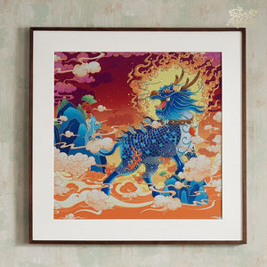 铜师傅手工錾刻铜雕画《麒麟祥瑞》装饰画玄关画背景画壁画