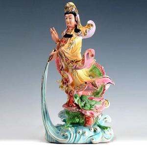 佛像站龙南海观音像踏龙菩萨慈航真人骑龙42cm高居家供奉摆件佛堂