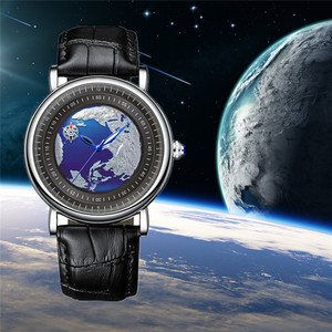 蓝色星球款手表男士机械表无表针运动防水ci全自动ga地球腕表