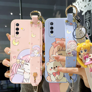 vivoy51s手机壳维沃y51s新款腕带卡通可爱斜跨挂脖粉色女款丫51s可