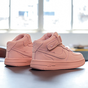 官网正品空军一号aj童鞋女童高帮透气粉色运动鞋儿童春秋款休闲鞋