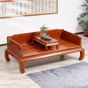 客厅中式大果紫檀全实木床榻坑床罗汉榻红木家具缅甸花梨木罗汉床