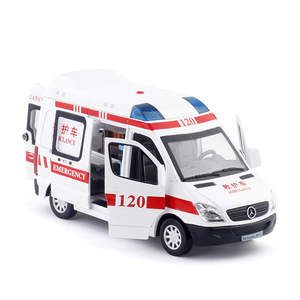 仿真奔驰120救护车急救车警车声光回力合金汽车模型玩具车mpv