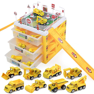 儿童停车场玩具套装男孩小汽车合金车收纳盒仿真多层小车库模型