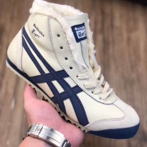 正品tiger鬼冢虎男鞋高帮新款冬季加绒保暖棉鞋情侣复古休闲板鞋