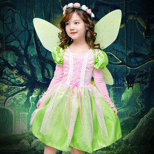 万圣节儿童服装女童cos花仙子公主裙小精灵翅膀装扮化妆舞会衣服