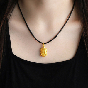 黄金佛头吊坠999足金双面佛项链女金佛小佛如来佛纯金挂坠送女友