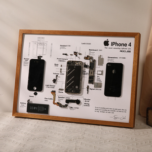 手机拆解相框装裱画拆机装裱框 iphone苹果 零件实木标本框立体框
