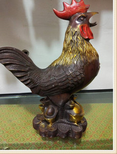 红头纯铜红铜公鸡十二生肖鸡工艺品摆件家居卧室装饰铜鸡风水用品