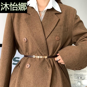 珍珠腰封女配西装细小气质百搭毛衣皮带韩版时尚收腰黑色装饰腰带
