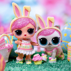lol惊喜娃娃女孩玩具拆拆球复活节闪光娃娃可爱宠物公仔摆件套装