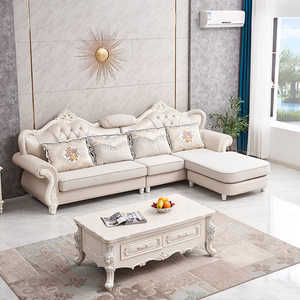 欧式沙发布艺组合科技布贵妃大户型客厅整装现代简欧转角简约茶几