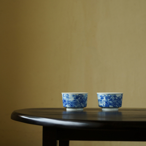 四夕窑 景德镇 志军老师纯手工纯手绘青花仿古山水马蹄 陶瓷单杯