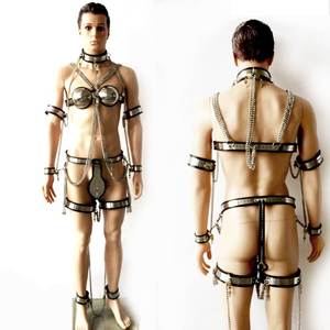 男用金属贞操带贞洁裤乳操衣全身束缚贞洁裤八件套sm刑具调教男奴