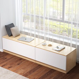 飘窗柜储物柜矮柜双开门柜子可坐式阳台收纳柜防晒大容量杂物低柜