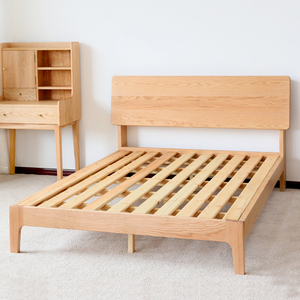 弘庭原木全实木框架结构网红床现代简约卧室家具北欧橡木双人床