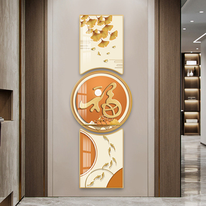 轻奢入户玄关装饰画竖版现代简约走廊过道挂画福字迎门墙客厅壁画