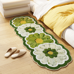 异形花卉仿羊绒卧室床边毯家用长条地垫客厅房间加厚沙发短绒地毯