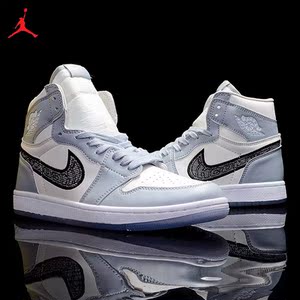 jordan官方耐克乔丹air aj1 影子灰男鞋迪奥联名大学蓝高帮篮球鞋