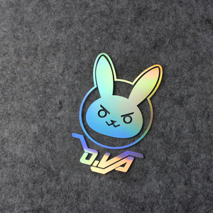 镂空雕刻版dva兔子头像守望先锋英雄贴纸电脑箱包汽车电动车贴