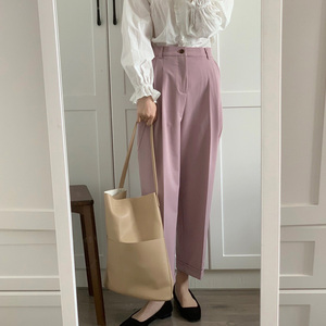 直筒裤藕粉色