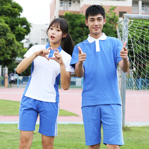 深圳校服中学生运动服男女夏装短裤有绳子校裤夏季裤子纯棉布.