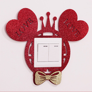 开关贴结婚装饰创意墙贴婚房卧室保护套插座贴纸创意喜庆无纺布艺