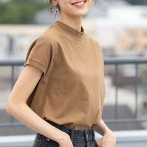 纯棉半高领短袖宽松大码2024女装春夏新款韩减龄穿搭半袖T恤上衣