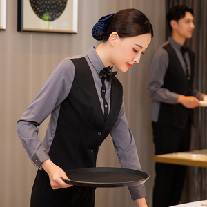 京橙餐饮服务员工作服短袖夏装西餐厅酒店火锅饭店前台服务员工装