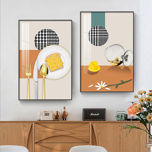 餐厅装饰画背景墙壁画现代简约创意饭厅饭店歺厅餐桌厨房墙面挂画