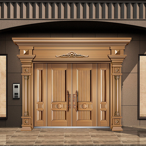 礼鸿别墅仿真铜门大门不锈钢纯铜进户门客厅中式双对开四开子母门