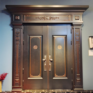 双开中式门新款对开不锈钢镀铜纯铜大门仿铜门别墅农村自建入户门