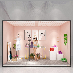 007人付款淘宝直播间装修设计网红背景墙灯光搭配办公室软装布局设计