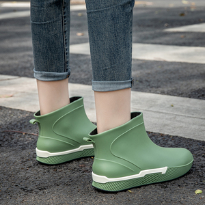 牛油果绿色水鞋雨靴雨鞋女短筒低帮防水时尚款外穿成人防滑短靴女