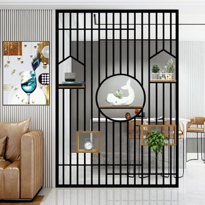 铁艺隔断工业风餐厅饭店格栅现代简约办公室屏风卡座置物架装饰墙