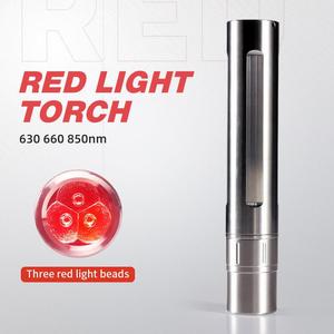 跨境货源红光理疗灯 不锈钢USB充电便携式宠物理疗红外线手电筒