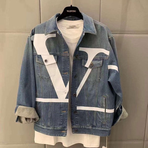 valentino/华伦天奴 2020新款蓝色大logo印花牛仔夹克外衣外套