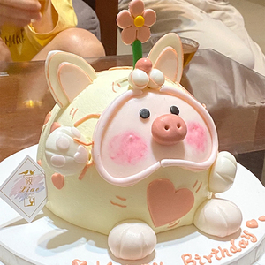 可爱小猪蛋糕装饰摆件软胶卡通网红猪猪儿童生日甜品台插件小配件
