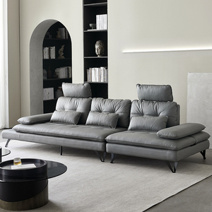 意式极简真皮沙发客厅小户型直排三人超宽座深简约现代轻奢皮沙发