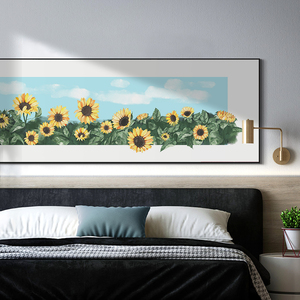 向日葵向阳而生积极正能量装饰画卧室床头挂画简约现代温馨布艺画