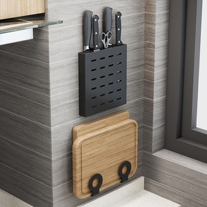 倾乐 免打孔不锈钢刀架刀座 厨房置物架壁挂式菜刀剪放刀架贴墙