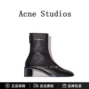 正品海购Acne Studios经典羊皮靴拉链方跟袜靴短筒靴子方头女短靴