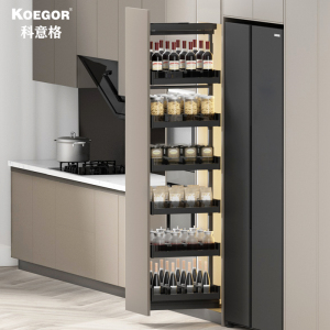 科意格厨房高深拉篮橱柜玻璃多层高柜大怪物抽屉式拉篮立式零食柜