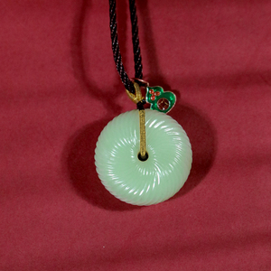 新疆和田玉黄玉螺旋平安扣吊坠挂件手把件上海老凤祥玉石雕刻1248